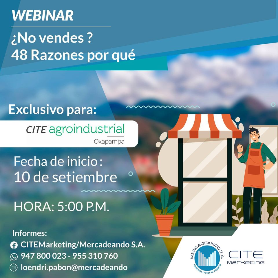 Webinar No vendes CITE Oxapampa 10 de setiembre