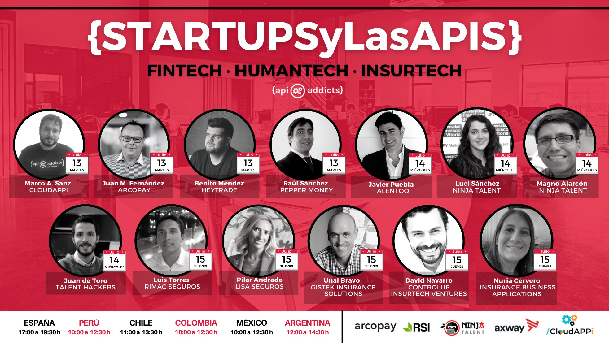 Startups y Apis 12 al 15 de julio