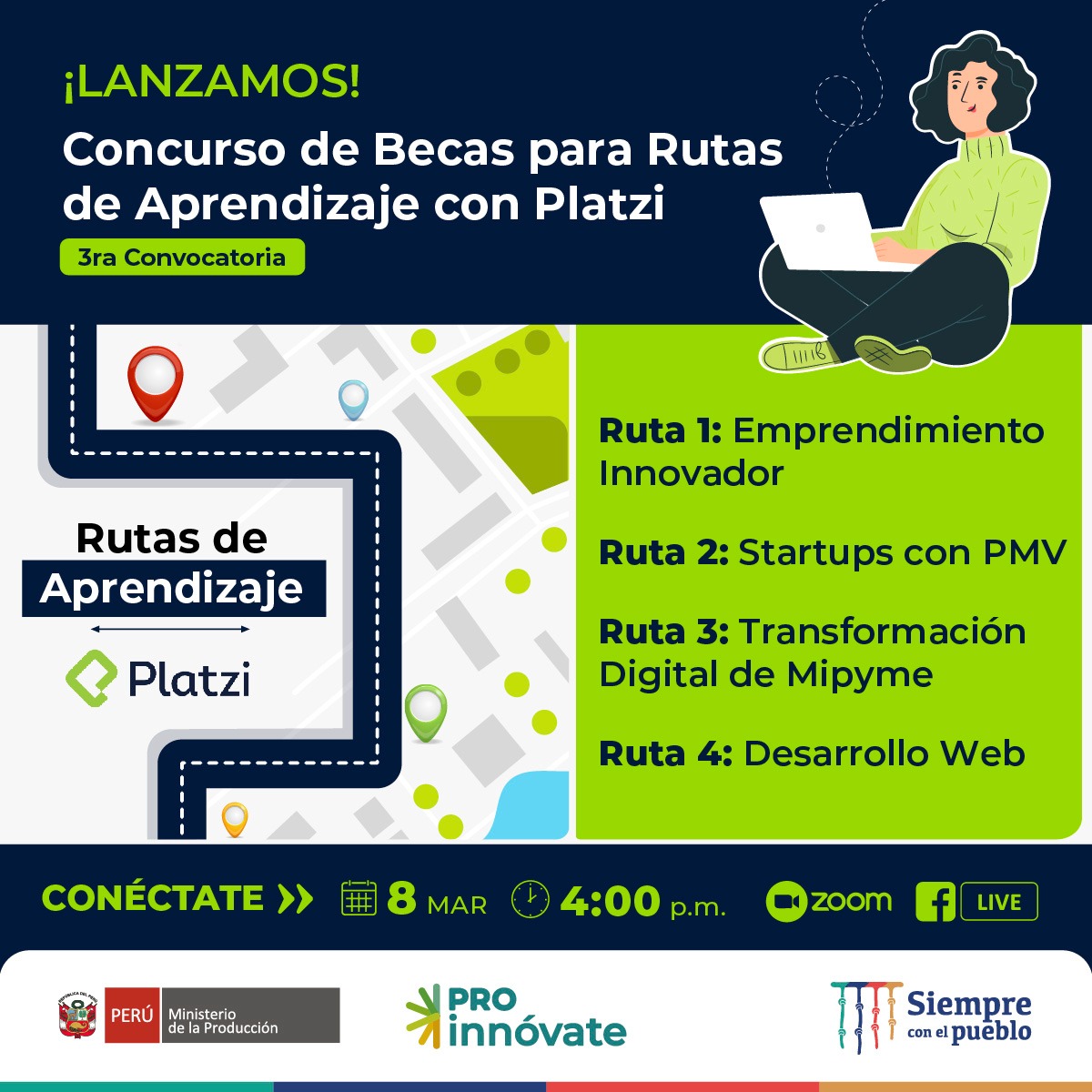 Platzi PI lanzamiento rutas 8 de marzo