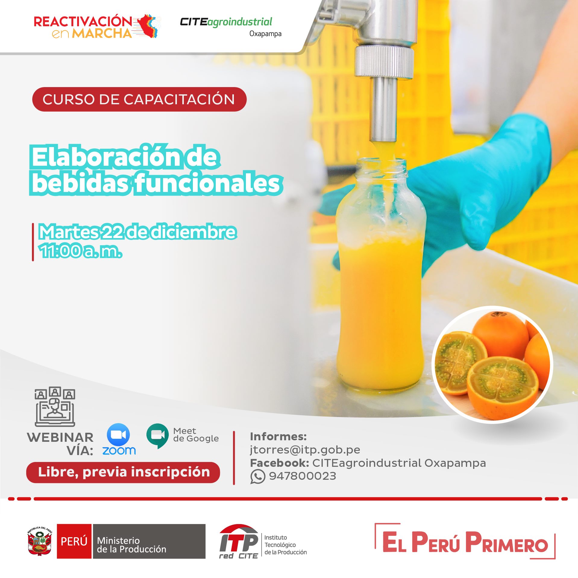 Bebidas funcionales CITE Oxapampa 22 de diciembre